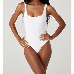 CLYQUE The Label Sheera Medium white nylon thong tank bodysuit